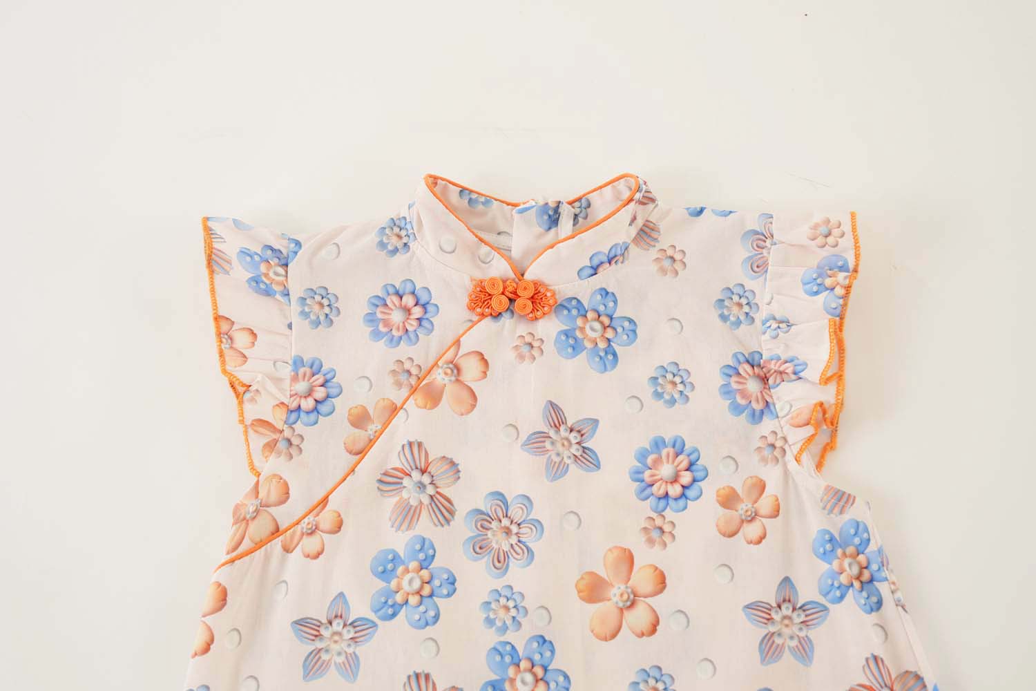 Singapore Souvenir Gift Blue Flowers Baby Kids Girl Cheongsam Dress 0848 - Little Kooma