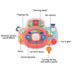 Portable Baby Steering Wheel Toy with Velcro Straps – Pretend Play with Lights, Sounds, and Flip Activities for Tables, Strollers, and Car Seats 18 Months + - Little Kooma