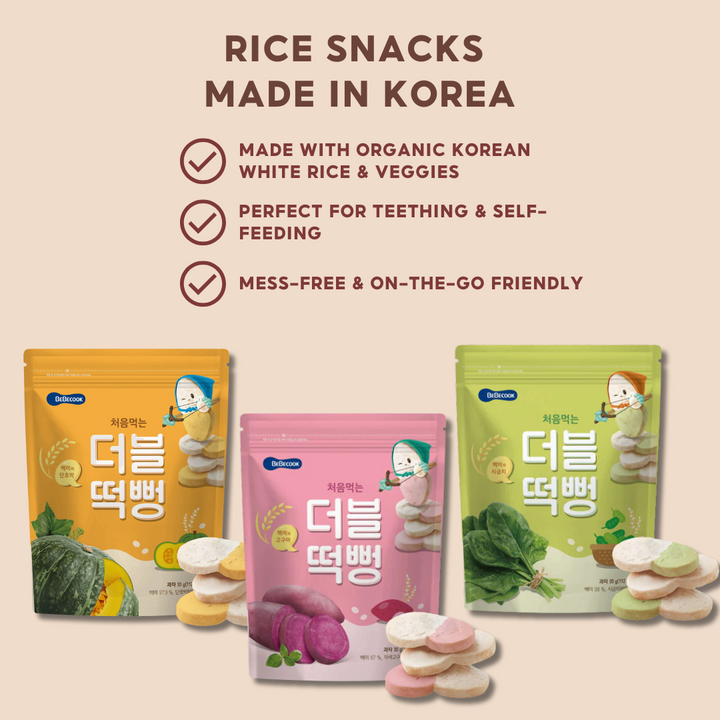 Baby Rice Rusk Snacks 30g Pack For 6 months Baby With Pumpkin Spinach and Sweet Potat -  My First Duo-Flavour Rice Rusk By BebeCook