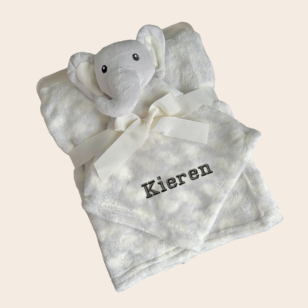 Personalised Customized Hudson Baby Plush Blanket With Elephant 16506 - Little Kooma