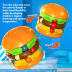 Ready Stock Creative Burger Fries Magic Bean Cube 360° Rotating Fidget Toy for Kid 3 Years + - Little Kooma
