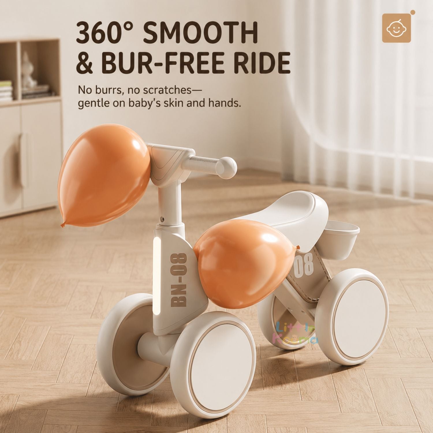 Ready Stock Baby Balance Bike 18-48 Months Kids Ride On Toy EVA Silent Wheels Storage Basket - Little Kooma