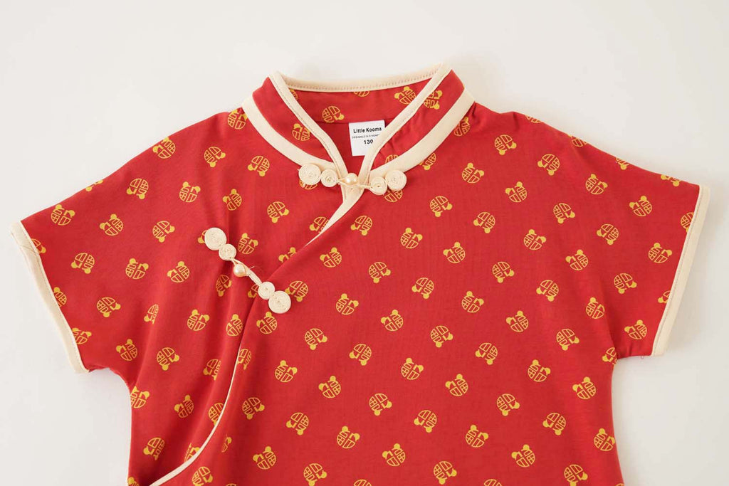 Singapore Souvenir Gift Blessing and Joy Family Set with Lucky Fu Characters Baby Kids Girl Cheongsam Dress 0830 - Little Kooma