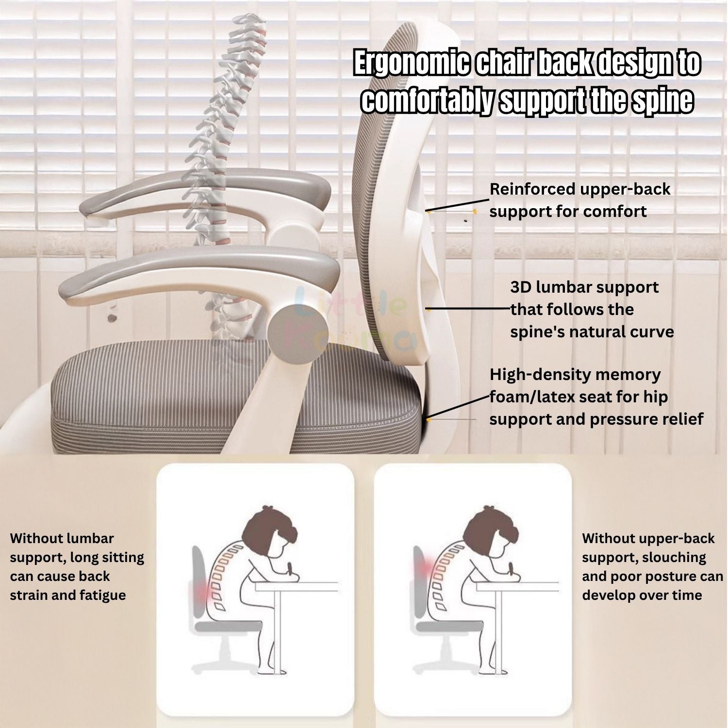 Ready Stock Kids Ergonomic Study Chair Height Adjustable 360° Swivel WithWithout Wheels Footrest