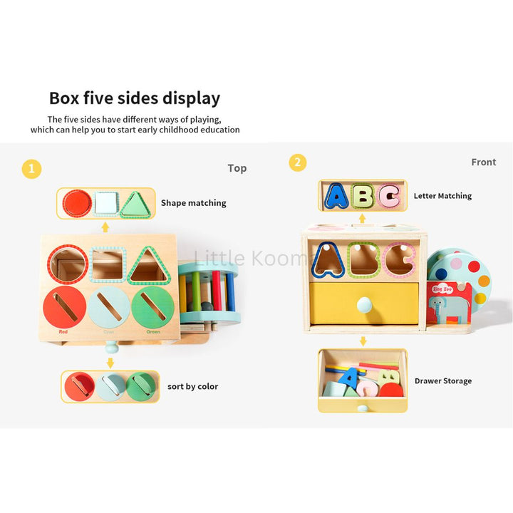 Wooden Activity Box – Montessori Learning Toy with Multiple Activities for Toddlers, Educational Busy Board for Kids Ages 3 Years +