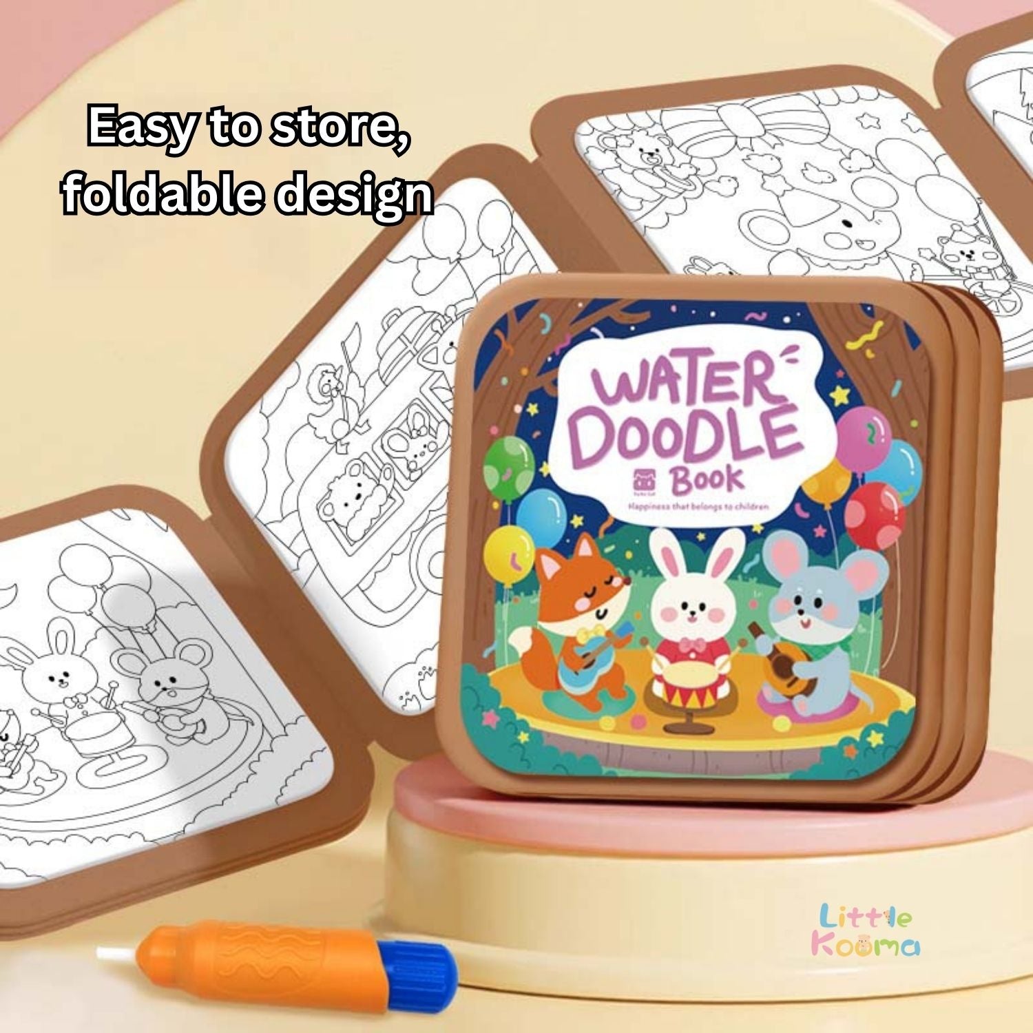 Ready Stock Kids Magic Water Doodle Book Reusable Mess-Free Drawing Foldable 3Y+ - Little Kooma