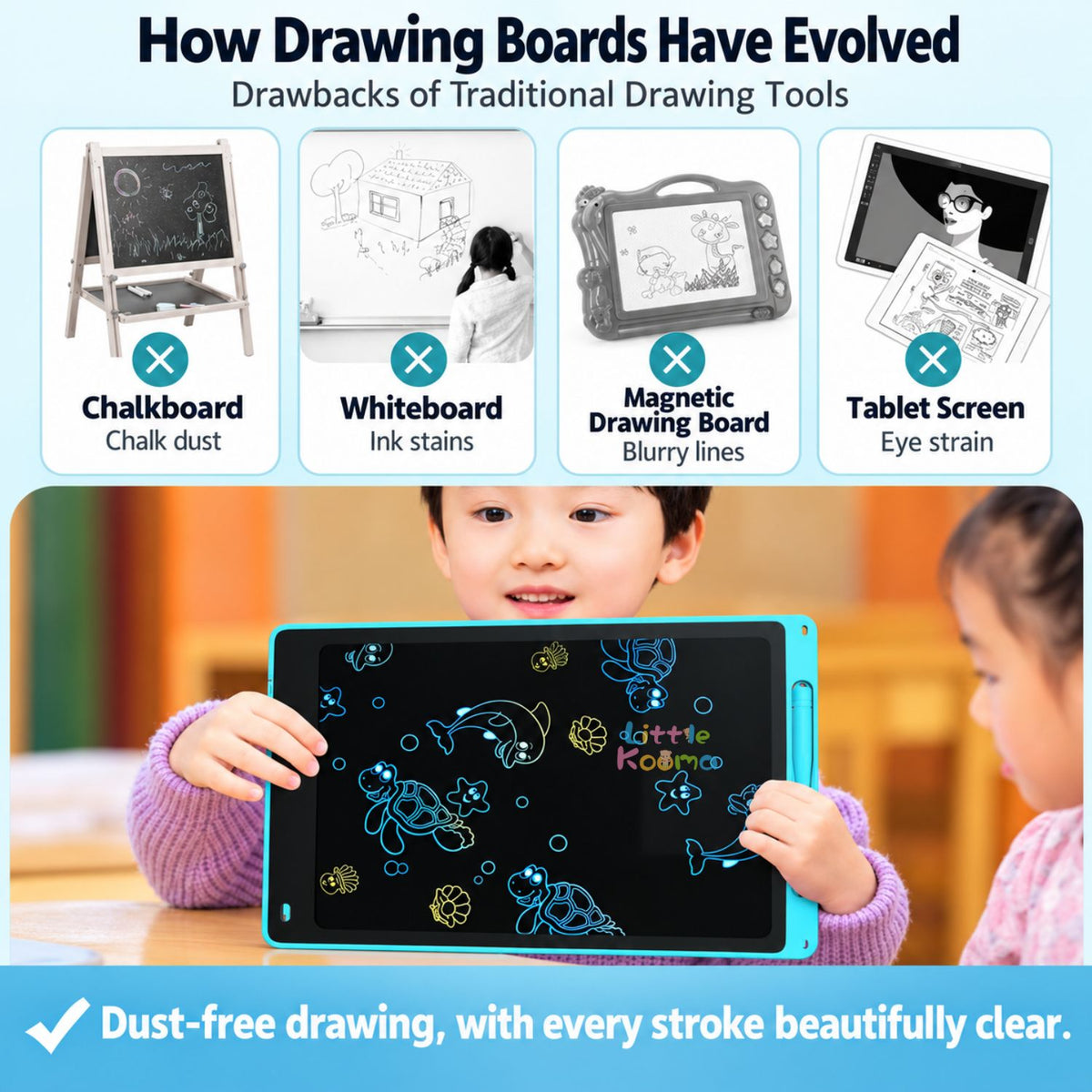 Kids LCD Writing Tablet & Reusable Doodle Board with Stylus 2 Years + | 8.5", 10" & 12"