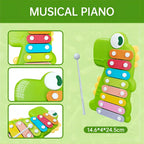 Dinosaur Xylophone Musical Piano – Non-Toxic Multi-Color Toddler Musical Instrument with Detachable Mallet for Family Fun 18 month + - Little Kooma