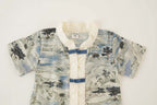 Singapore Souvenir Gift Chinese Landscape Painting Mountains Trees Houses Baby Boy Cheongsam Romper 0840 - Little Kooma