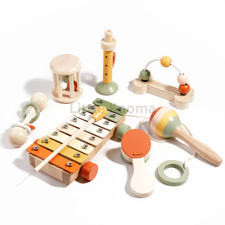Wooden Music Instruments Set – Toddler Musical Toys with Xylophone, Maracas, and More, Educational Rhythm Kit for Kids Ages 3-6