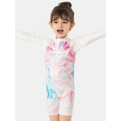 Baby Kids Girl Long Sleeve Tie-dye Swimming Suit w Zipper 907425 - Little Kooma