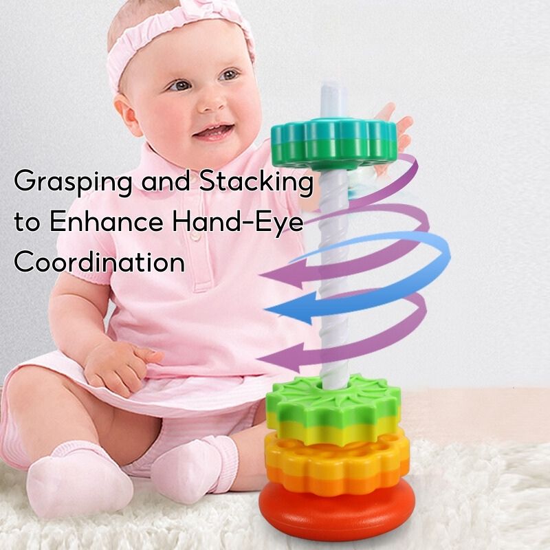 Rainbow Spinning Tower Stacking Toy - Little Kooma