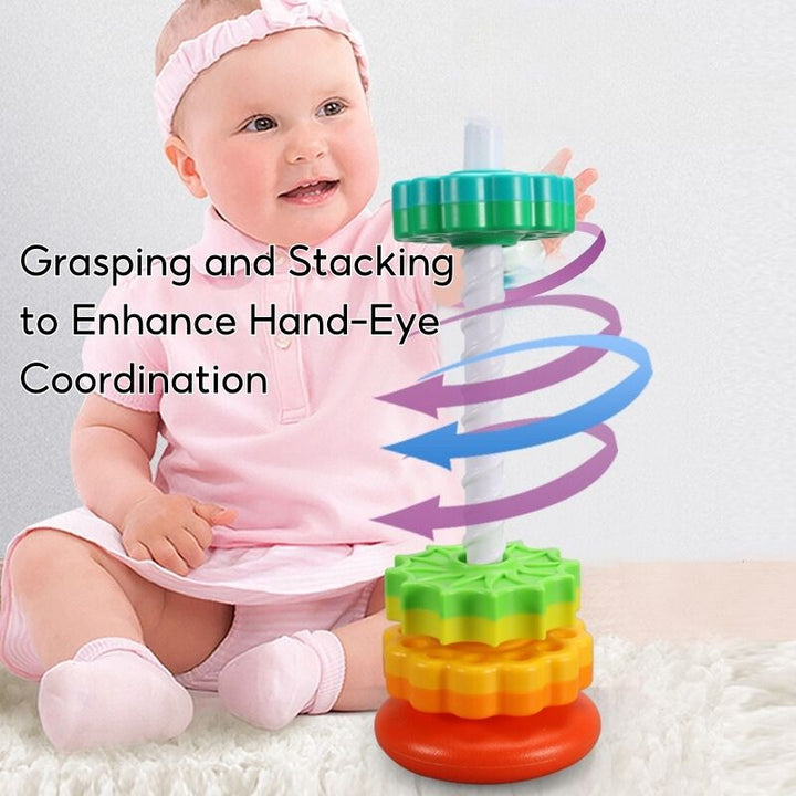 Rainbow Spinning Tower Stacking Toy - Little Kooma