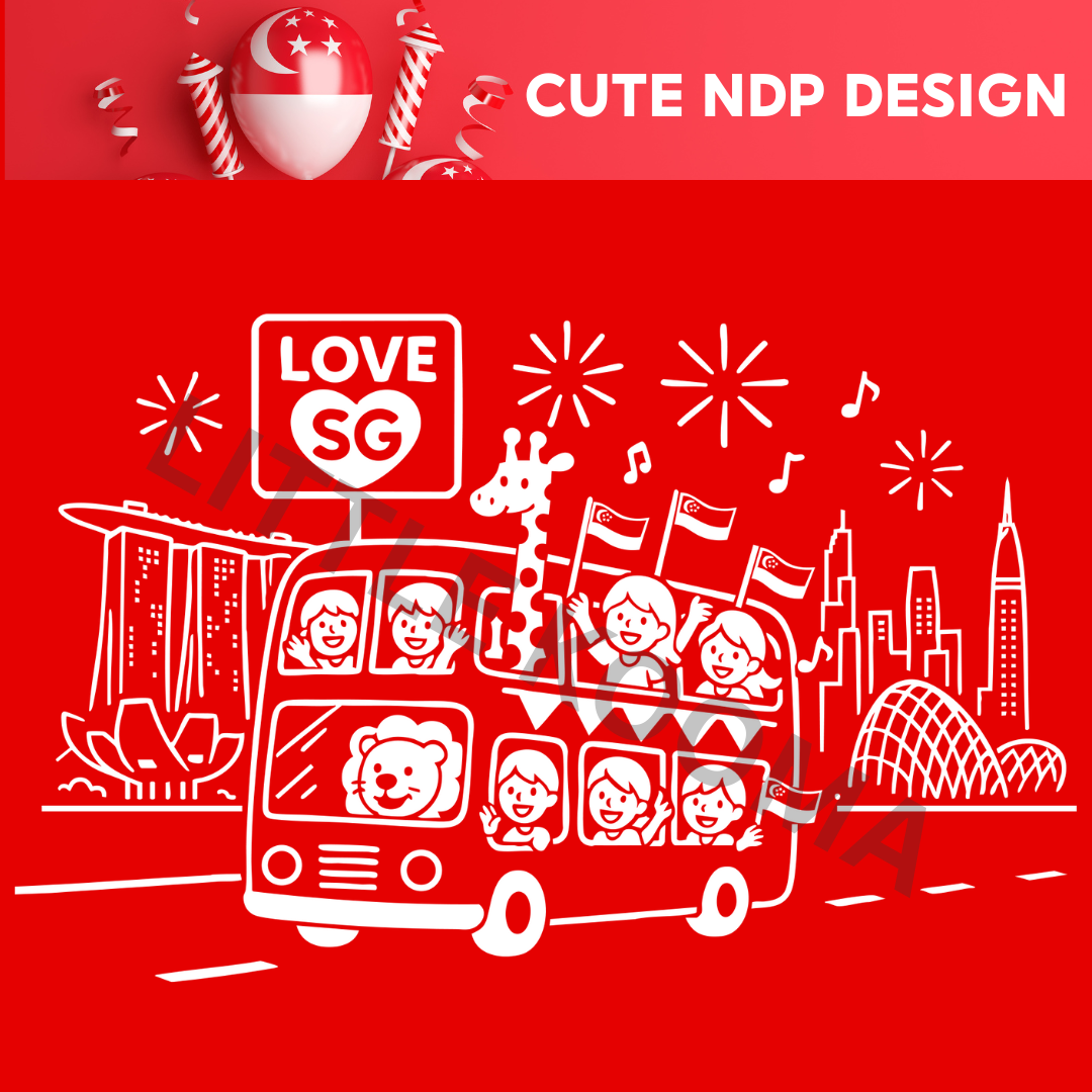 [PRE-ORDER] National Day NDP Red Top - Baby Kids Red T-shirt Love SG Bus City Skyline National Day Top Outfit