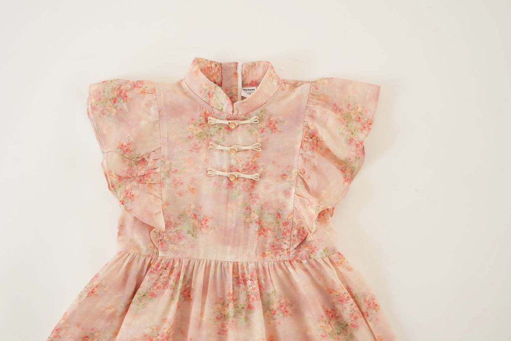 Singapore Souvenir Gift Pink Floral Baby Kids Girl Cheongsam Dress 0850 - Little Kooma