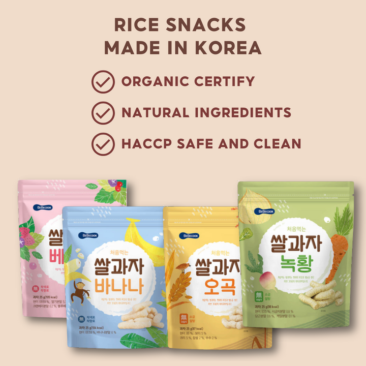 Baby Rice Snacks 25g Pack For 7 months Baby With Berries Banana Veggie and Grains -  Wise Moms Rice Snacks By BebeCook
