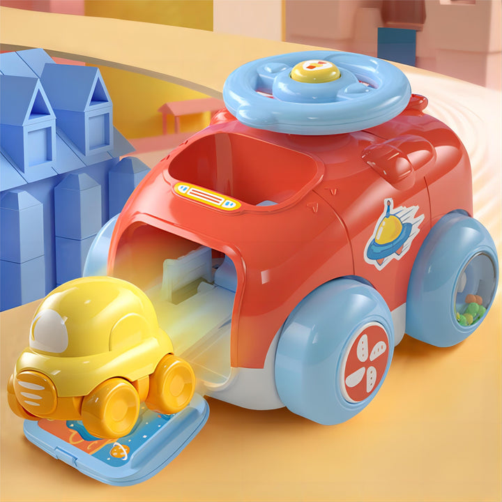 3-in-1 Fun Flick & Go Car Set – No Battery, No Winding, Easy-Grip Baby Toy with Bidirectional Glide & Compact Storage 18 Months +