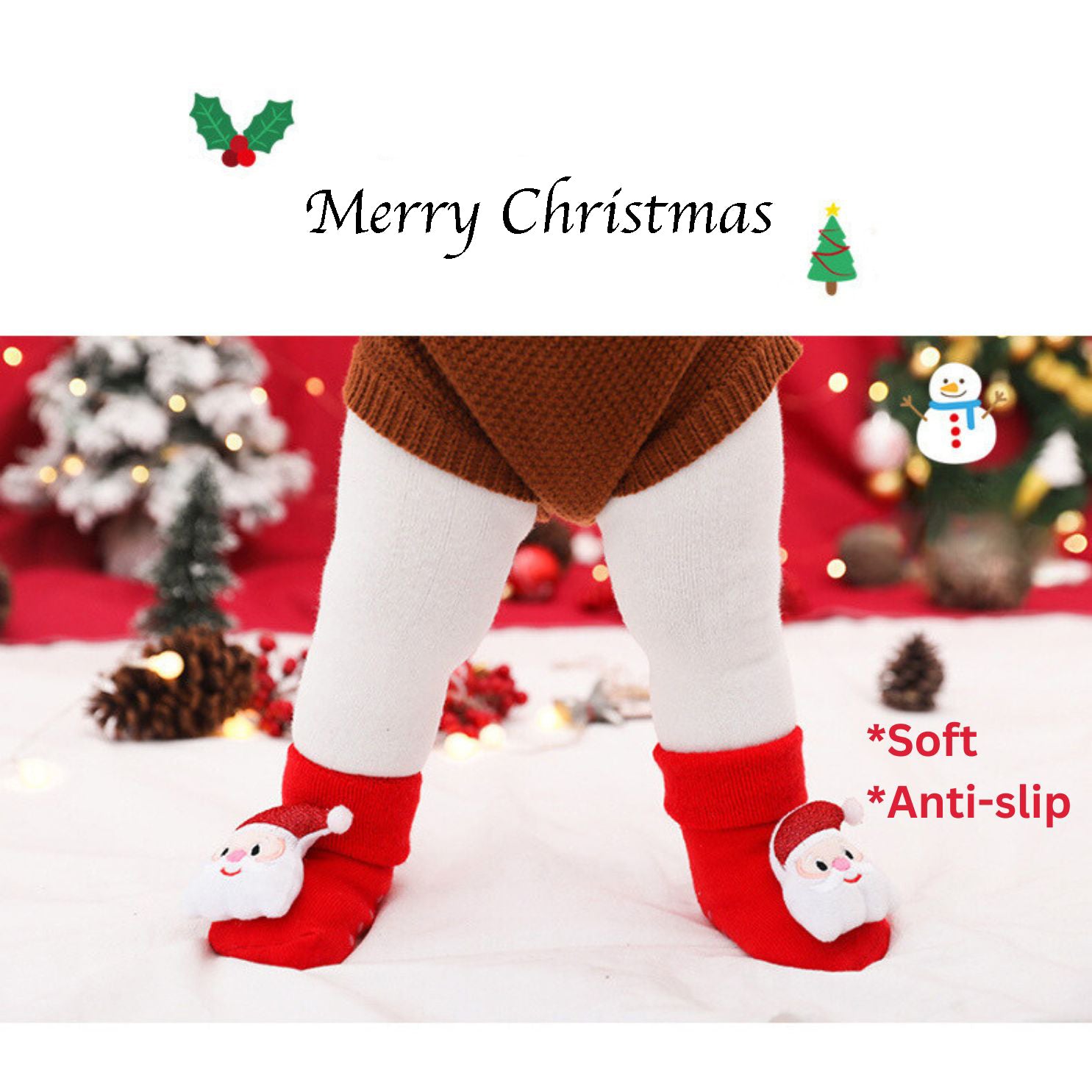 Christmas Baby Red Santa Anti-slip Socks - Little Kooma