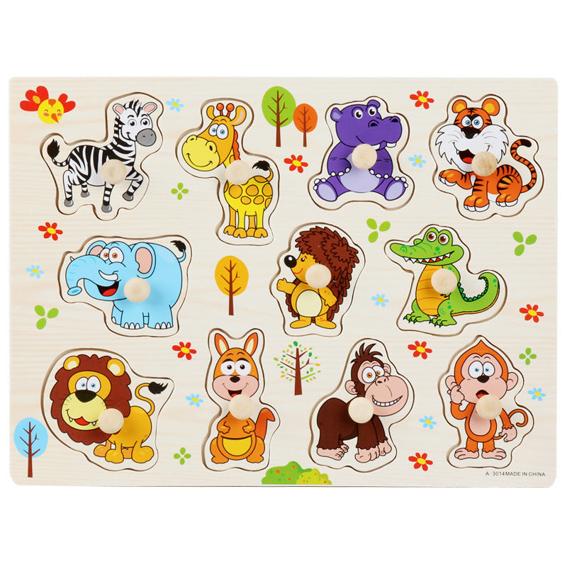 Wooden Toddler Animal Vehicle Puzzles w Handles Educational Montessori Puzzles Toys Clearance Sale 3 Years + - Little Kooma