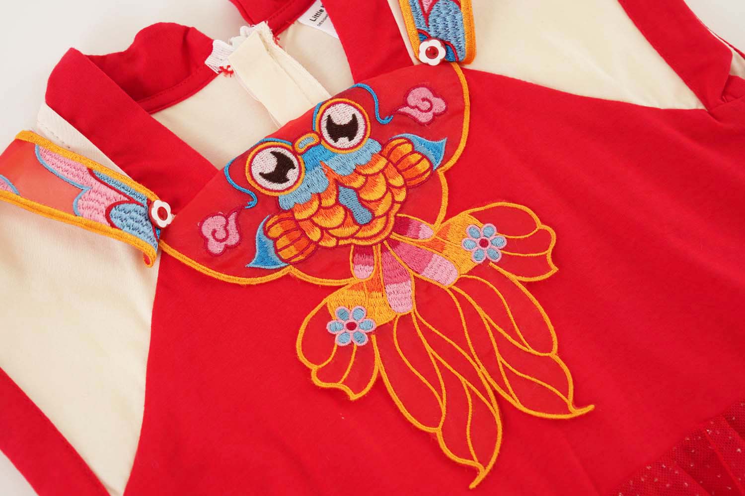 Singapore Souvenir Gift Wealth and Harmony Red Family Set with Golden Fish Embroidery Baby Kids Girl Cheongsam Dress 0833 - Little Kooma