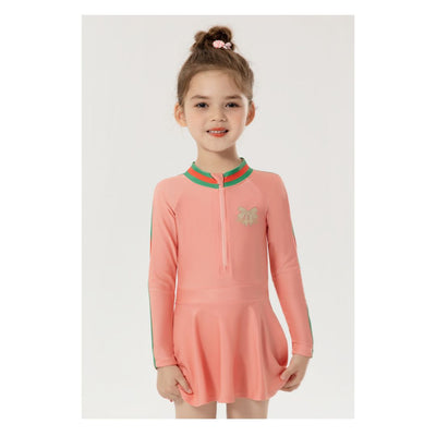 Baby Kids Girl Long Sleeve Pink Skirt Swimming Suit w Zipper 907179 - Little Kooma