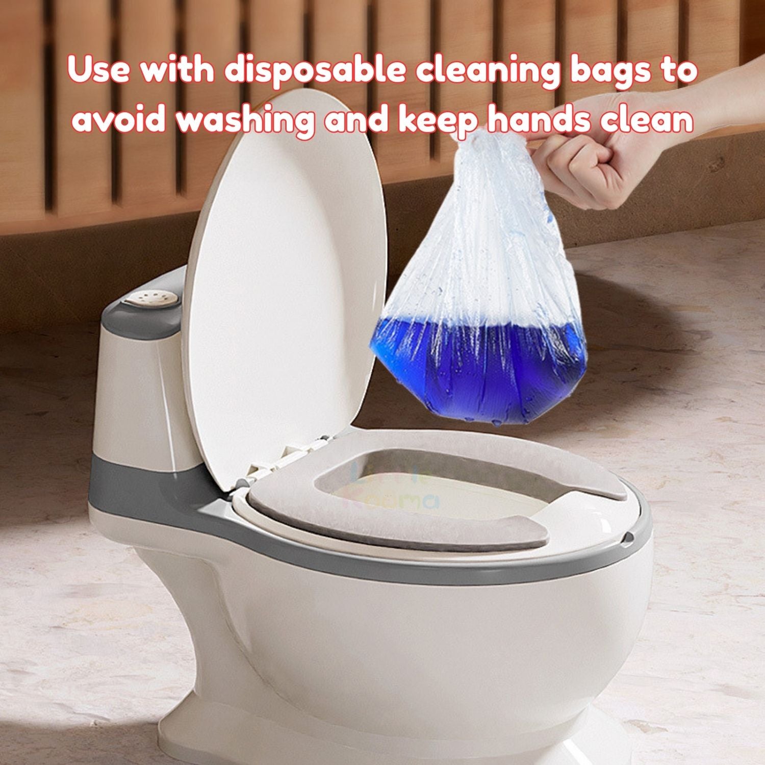 Ready Stock Children Potty Training Toilet with Flush Sound, Splash Guard & Cleaning Brush