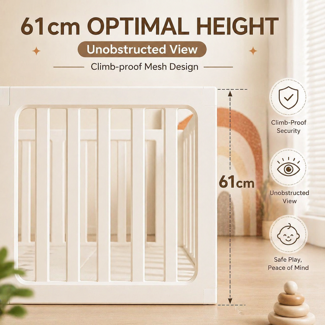 3-in-1 Kids Playpen | Converts to Storage Shelf & Wardrobe | HDPE Safety Fence with Door Lock | Baby Play Yard - Little Kooma