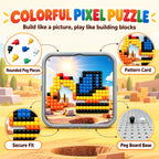 3D Peg Art Puzzle for Kids 420pcs Mushroom Peg Mosaic Pixel Art Board Educational Toy Age 3+ - Little Kooma