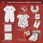 Little Cherry Baby Girl Gift Set with Romper, Bib, Headband, Socks & PC Keepsake Suitcase