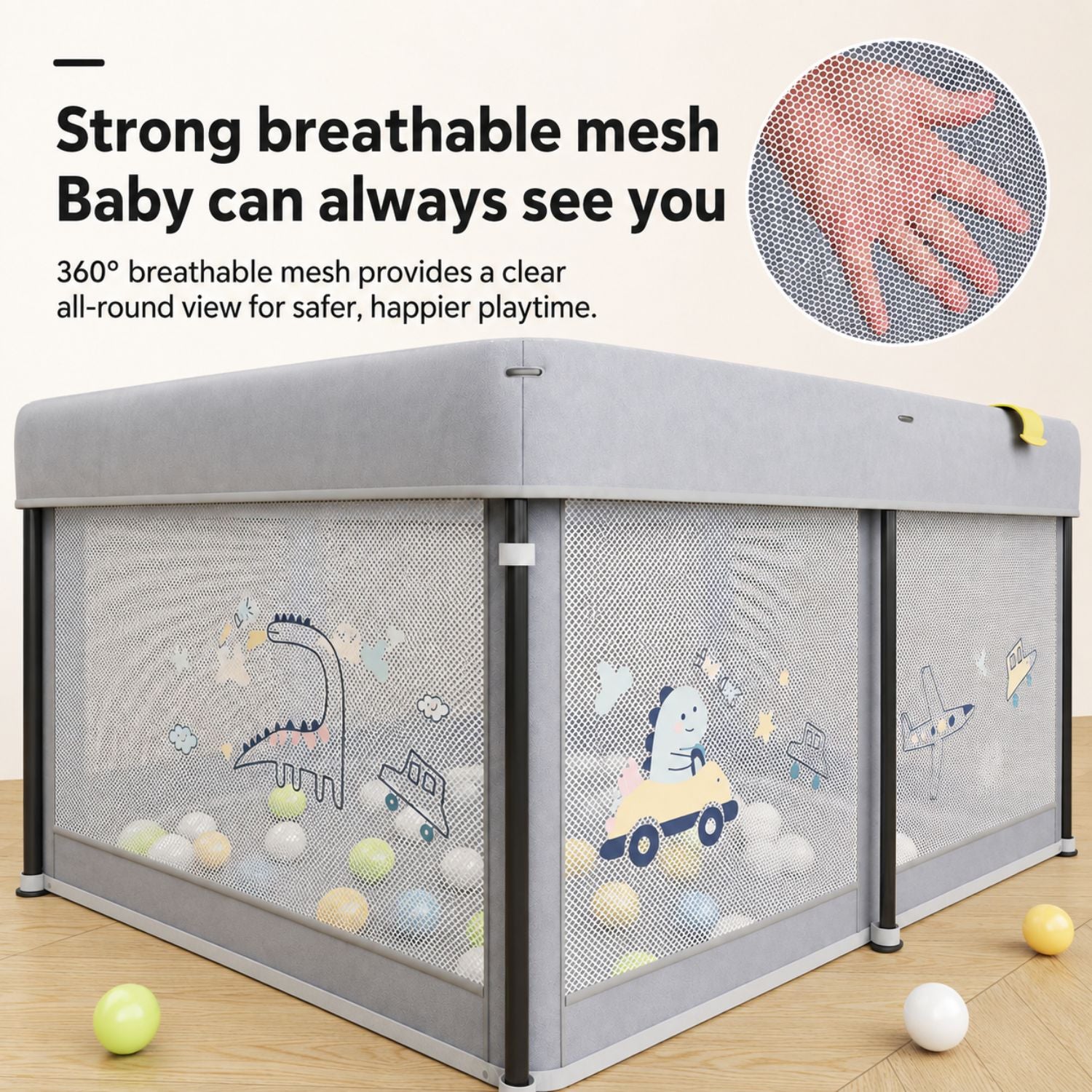 [SG Ready Stock] Foldable Baby Playpen No Assembly Portable Kids Play Yard Ball Pit Safety Fence