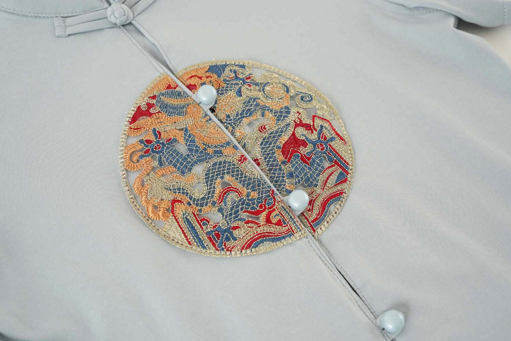 Singapore Souvenir Gift Vitality n Wisdom Blue Family Set Baby Kids Boys Cheongsam Set Top n Shorts CNY Chinese New Year Outfit 0844 - Little Kooma
