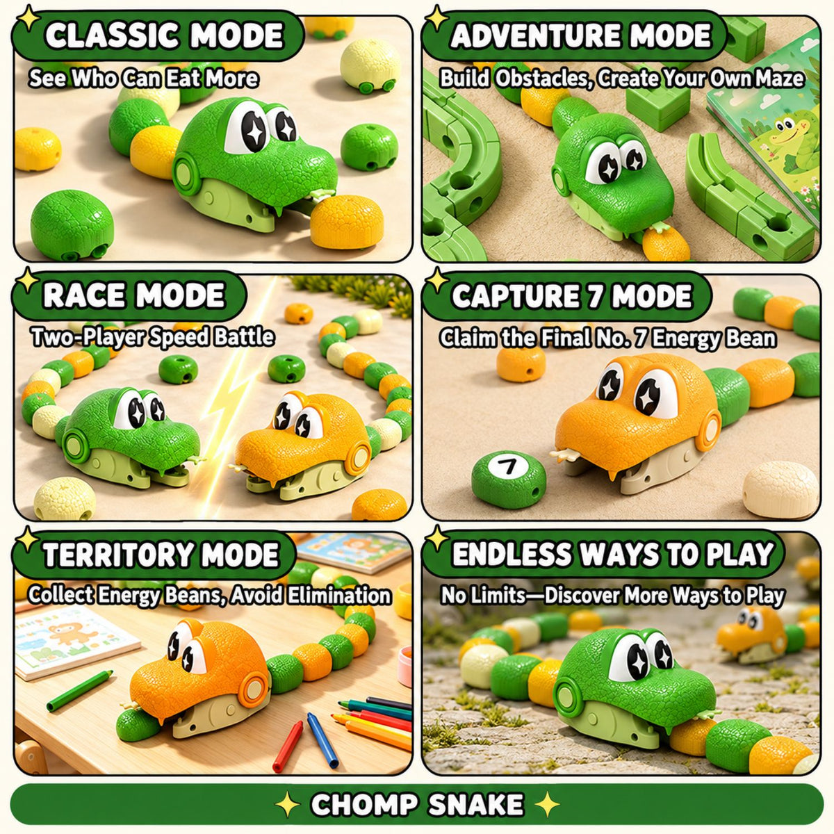 Ready Stock RC Magnetic Chomping Snake Toy 2.4G Remote Control Multiplayer Kids Gift Ages 6+ - Little Kooma