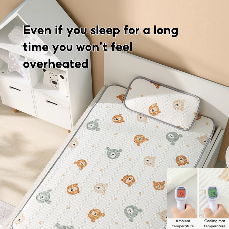 Latex Ice Silk Baby Crib Mat and Toddler Bed Mattress Topper Pad 60 x 120cm Buckwheat Hulls Pillow - Little Kooma