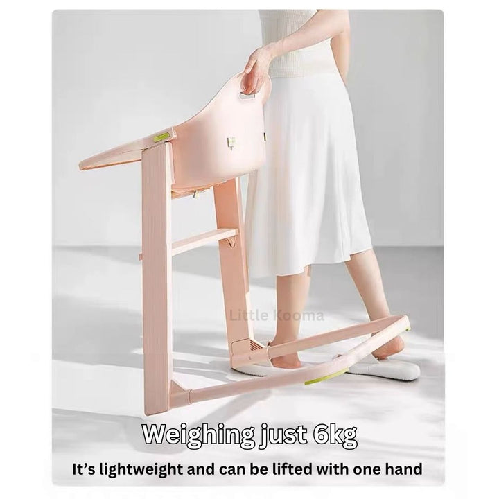 Adjustable Tray Baby High Chair with Washable Tray & Ergonomic Seat | Lightweight 6kg | Stable Feeding Chair - Little Kooma
