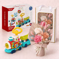 Baby Newborn Unisex Gift 5-in-1 Baby Walker Ride-On Train Toy & Preserved Flowers Hand Bouquet For Mum - Little Kooma