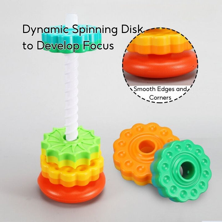 Rainbow Spinning Tower Stacking Toy - Little Kooma