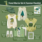 Baby Boy Forest Warrior Clothing Gift Set with Rompers, Socks, Hat and Suitcase