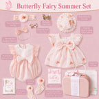 Butterfly Fairy Baby Girl Gift Set with Dress, Romper, Accessories & Premium Carry Case