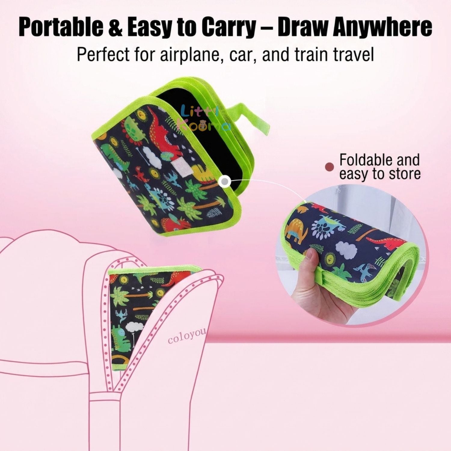 Ready Stock Kids Drawing Book Reusable Doodle Board Wipe Clean Travel Toy Mess Free Coloring Set - Little Kooma