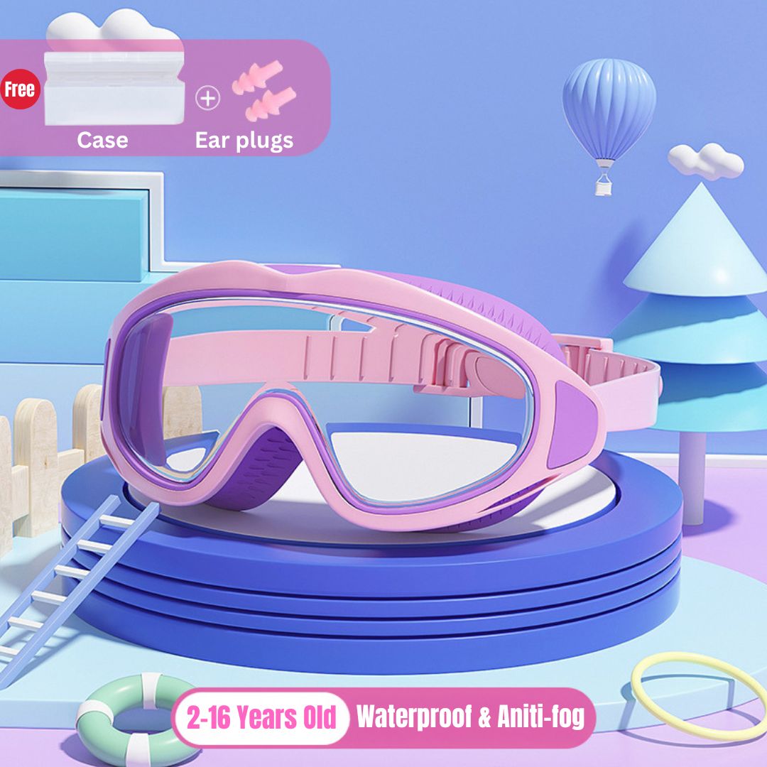 Kid's Swimming Goggles Anti-fog Wide Vision Silicone Frame
