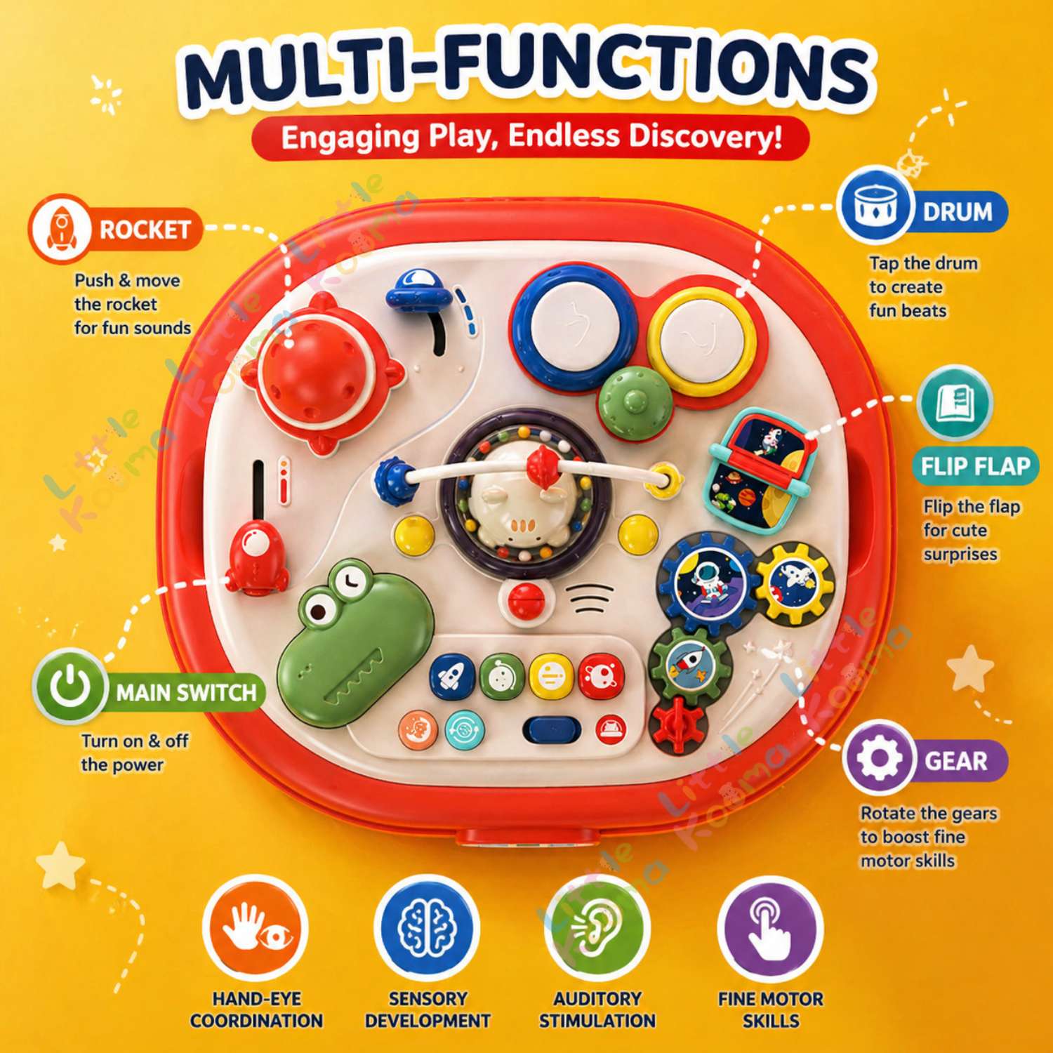 4-In-1 Multi-Functional Baby Activity Center & Toddler Play Table For 1-3 Years Kids - Little Kooma