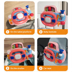 Portable Baby Steering Wheel Toy with Velcro Straps – Pretend Play with Lights, Sounds, and Flip Activities for Tables, Strollers, and Car Seats 18 Months + - Little Kooma