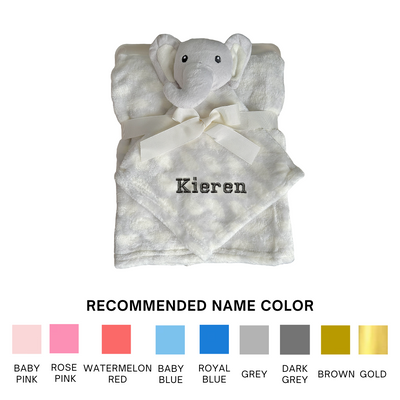 Personalised Customized Hudson Baby Plush Blanket With Elephant 16506 - Little Kooma