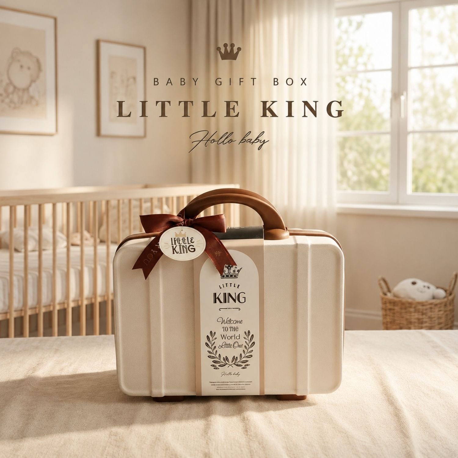 Little King Newborn Baby Boy Gift Hamper – Cotton Rompers, Hooded Towel & Personalised Message Card
