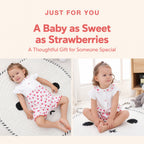 Little Strawberry Baby Girl Summer Gift Set – 3 Outfits, Bonnet, Headband, Socks & Keepsake Suitcase