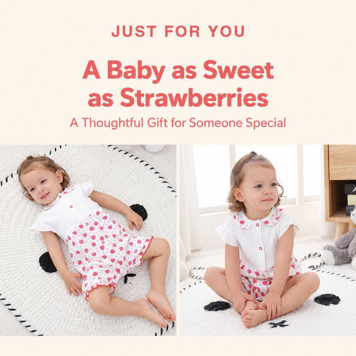 Little Strawberry Baby Girl Summer Gift Set – 3 Outfits, Bonnet, Headband, Socks & Keepsake Suitcase