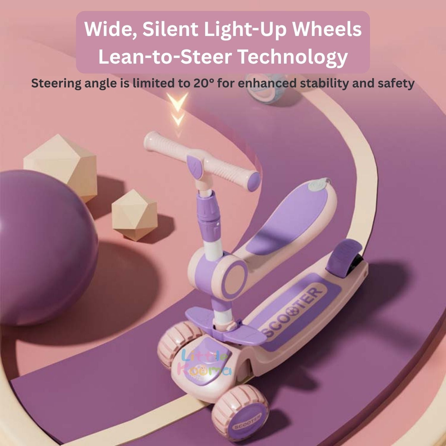 Ready Stock 2-in-1 Kids Scooter with Seat Adjustable Height LED Flash Wheels Toddler Kickboard - Little Kooma