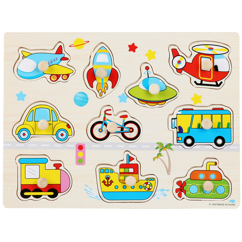 Wooden Toddler Animal Vehicle Puzzles w Handles Educational Montessori Puzzles Toys Clearance Sale 3 Years + - Little Kooma