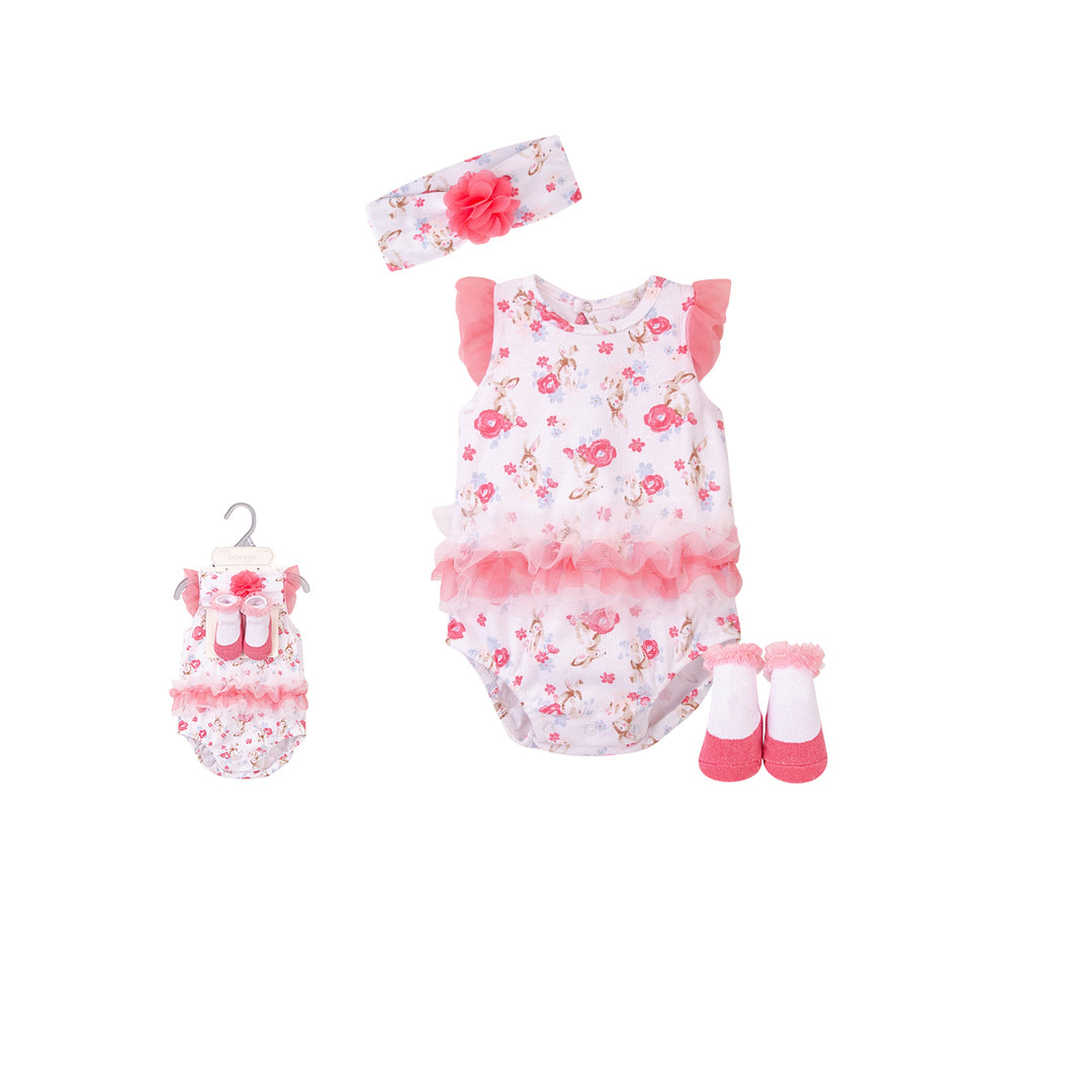 New Born Baby Girl LED Light Layette Hand Rattle Swaddle Pink Bunny Plushie Blanket Hanging Chime Stroller Toy Suitcase Mummy Makeup Gift Hamper - Little Kooma