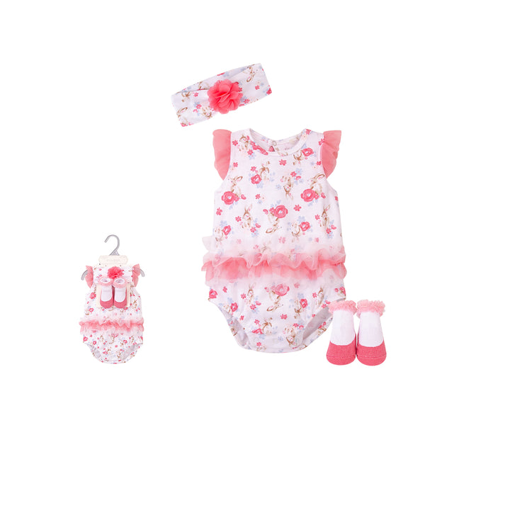 New Born Baby Girl LED Light Layette Hand Rattle Swaddle Pink Bunny Plushie Blanket Hanging Chime Stroller Toy Suitcase Mummy Makeup Gift Hamper - Little Kooma